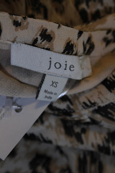 Joie Women's V-Neck Sleeveless Animal Print Silk Blouse Size XS