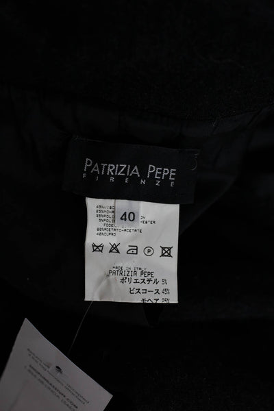 Patrizia Pepe Womens Button Front Collared V Neck Blazer Jacket Black Wool IT 40