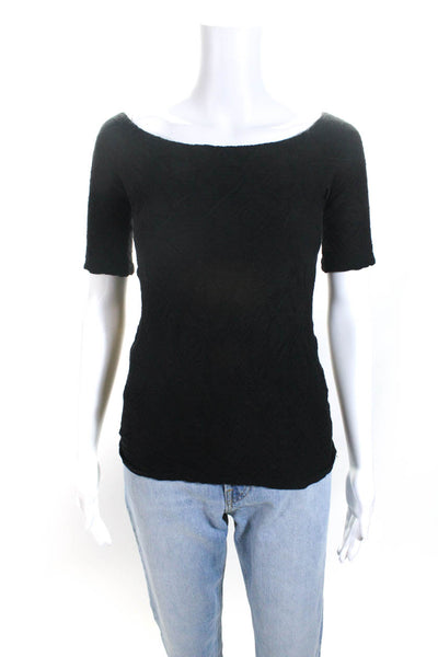 Bailey 44 Womens Geometric Knit Half Sleeve Off The Shoulder Shirt Black Size XS