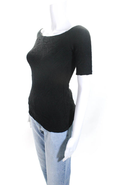 Bailey 44 Womens Geometric Knit Half Sleeve Off The Shoulder Shirt Black Size XS