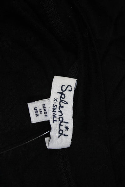 Splendid Womens Jersey Knit Long Sleeve Boat Neck Shirt Top Black Size XS
