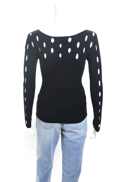 Bailey 44 Womens Tight-Knit Cut Out Long Sleeve Boat Neck Top Navy Blue Size XS