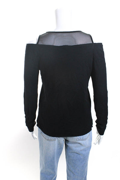 Bailey 44 Womens Cotton Fleece Long Sleeve Cold Shoulder Shirt Black Size XS