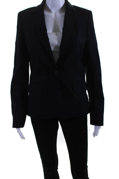 Ronny Kobo Womens Notched Collar One Button Blazer Jacket Navy Blue Size Small