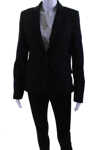 Ronny Kobo Womens Notched Collar One Button Blazer Jacket Navy Blue Size Small