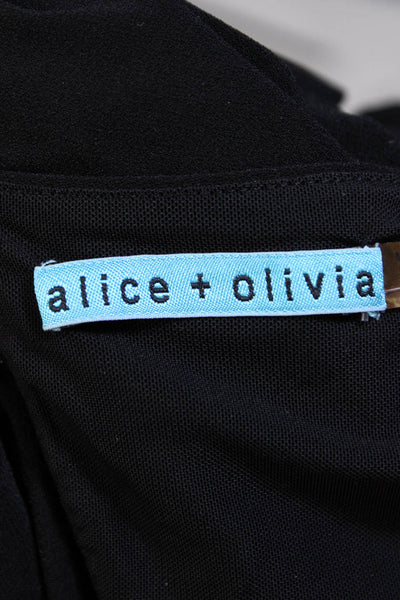 Alice + Olivia Women's Long Sleeve Side Gathered Asymmetric Dress Black Size S