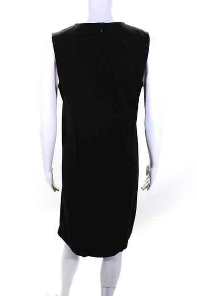 Victor Alfaro Women's Sleeveless Scoop Neck Midi Shift Dress Black Size S