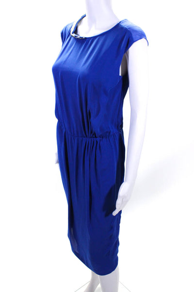 By Malene Birger Women's Sleeveless Studded Collar Shift Dress Cobalt Size 34