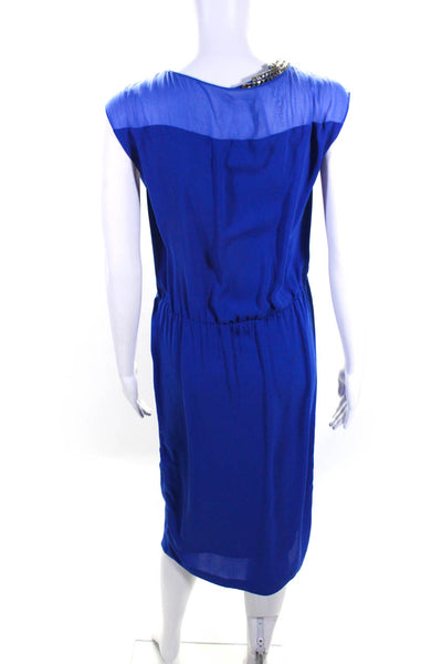 By Malene Birger Women's Sleeveless Studded Collar Shift Dress Cobalt Size 34