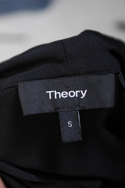 Theory Womens Silk Shawl Collar Long Sleeves Blouse Black Size Small