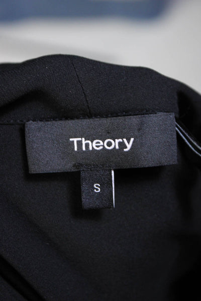 Theory Womens Silk Sleeveless V Neck Shawl Collar Tank Top Black Size Small