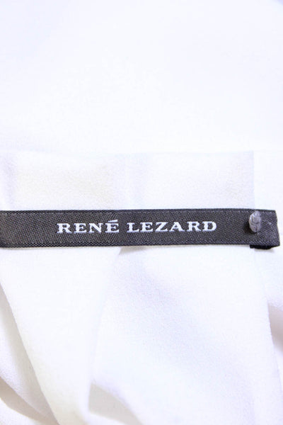 Rene Lezard Womens Pleated Neckline Pullover Tank Top White Size Small