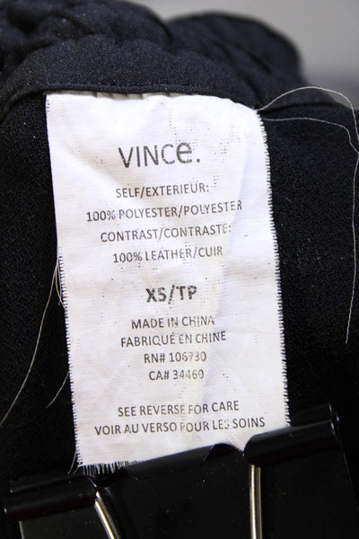 Vince Womens Black Leather Trim Drawstring Cuff Ankle Jogger Pants Size XS