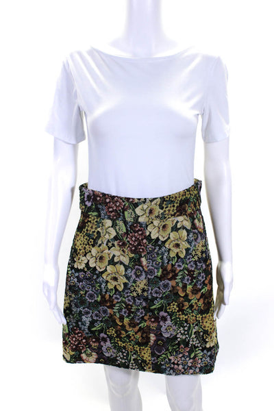 Sandro Womens Multicolor Textured Floral Print Knee Length A-Line Skirt Size 3