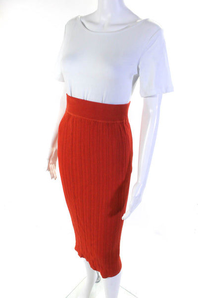 Ronny Kobo Women's Elastic Waist Bodycon Midi Skirt Orange Size S