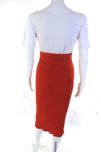 Ronny Kobo Women's Elastic Waist Bodycon Midi Skirt Orange Size S