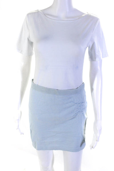 Idle Assembly Women's Elastic Waist Bodycon Mini Skirt Light Blue Size S