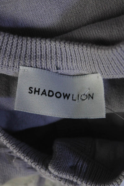 Shadow Lion Womens Round Neck Long Sleeves Fringe Cardigan Sweater Purple Size S