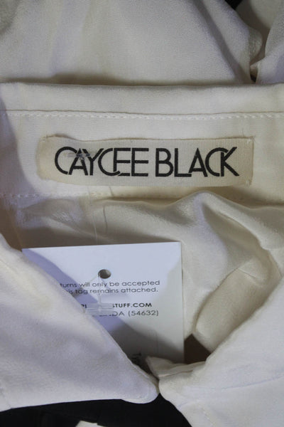 Caycee Black Women's Collar Long Sleeves Button Up Blouse Off White Size S