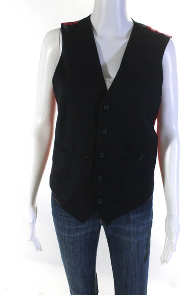 Shadow Lion Women's V-Neck Button Up Vest Navy Blue Size S