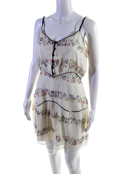 Charlotte Ronson Women's Silk Floral Print A-line Dress White Size 8