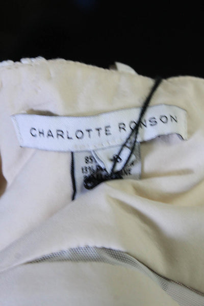 Charlotte Ronson Women's Leather Trim Eyelet Lace Bustier Dress White Size 0