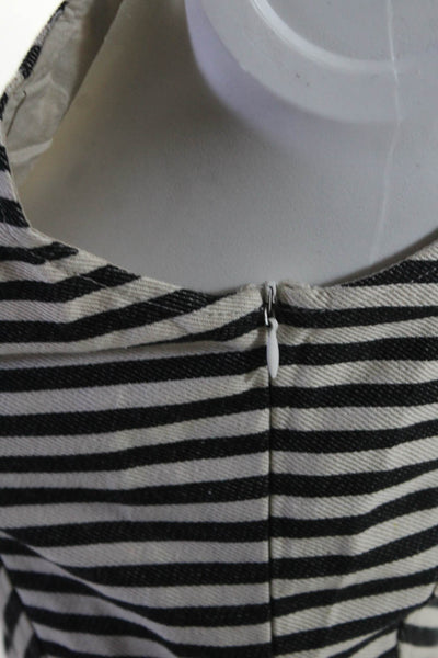 Charlotte Ronson Women's Striped Back Knot Button Trim Sheath Dress White Size 2