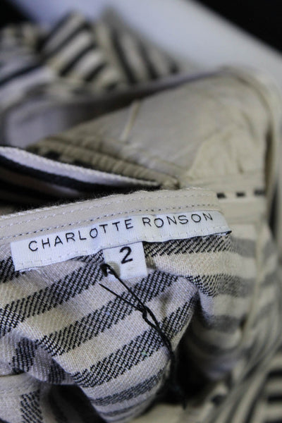 Charlotte Ronson Women's Striped Back Knot Button Trim Sheath Dress White Size 2