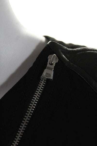 Cut 25 Women's One Shoulder Bodycon Leather Trim Mini Dress Black Size S