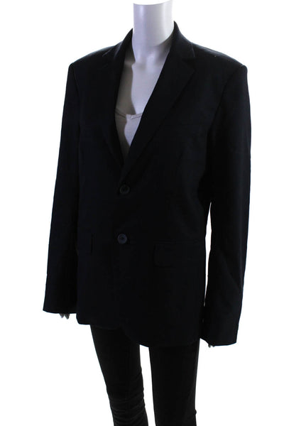 Shadow Lion Women's Collar Long Sleeves Line Two Button Blazer Navy Blue Size S