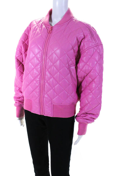 GOOD AMERICAN Womens Pink Better Than Leather Bomber Size 0 14985138