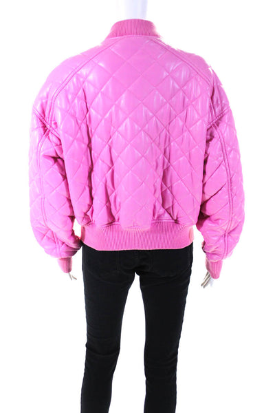 GOOD AMERICAN Womens Pink Better Than Leather Bomber Size 0 14985138