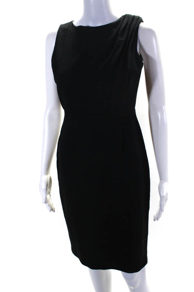 Alice + Olivia Women's Round Neck Sleeveless A-Line Midi Dress Black Size 4