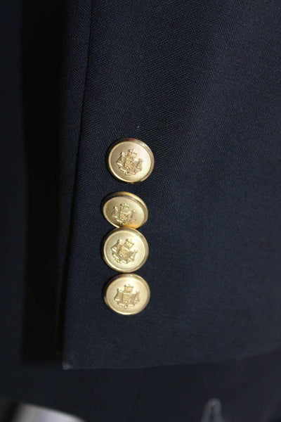Pierre Cardin Paris Mens Wool Notched Lapel Two Button Blazer Navy Blue Size 38