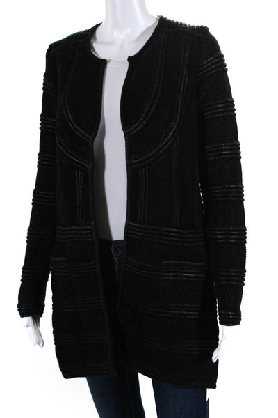 Isabel Marant Womens Open Front Coated Knit Coat Black Cotton Size FR 38