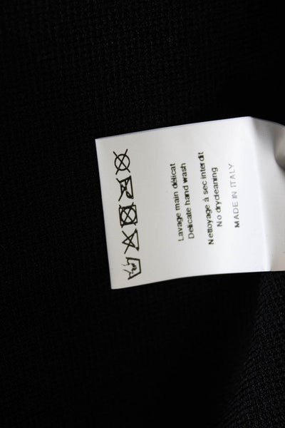 Paco Rabanne Womens Long Sleeve Side Slit Knit Crew Neck Shirt Black Size IT 40