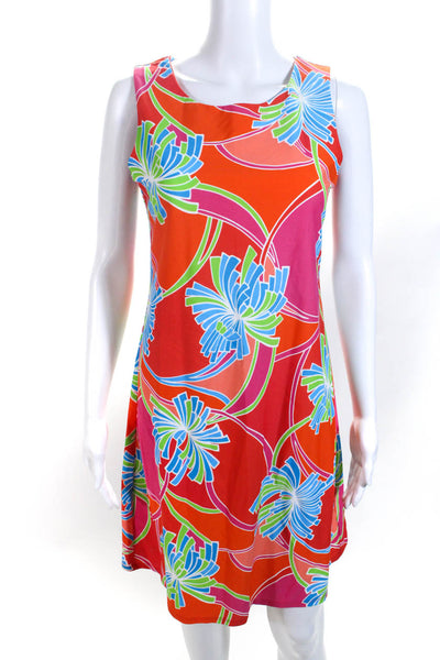 Jude Connally Womens Sleeveless Abstract Sheath Dress Red Pink Blue Size Small