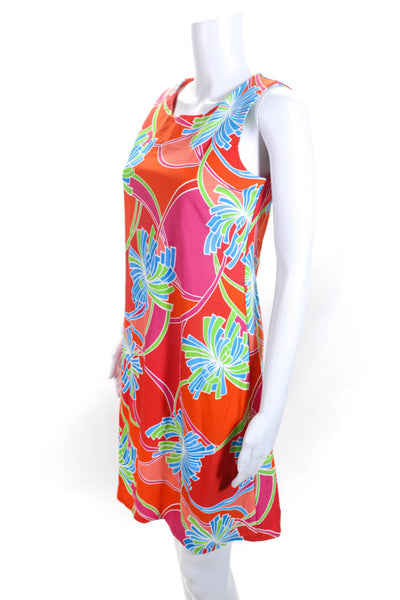 Jude Connally Womens Sleeveless Abstract Sheath Dress Red Pink Blue Size Small