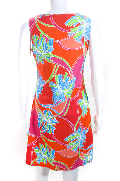 Jude Connally Womens Sleeveless Abstract Sheath Dress Red Pink Blue Size Small