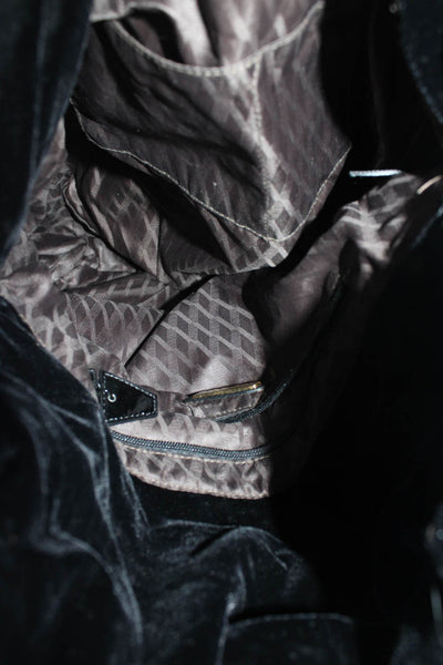 Victor Womens Double Handle Magnet Flap Medium Velvet Shoulder Handbag Black