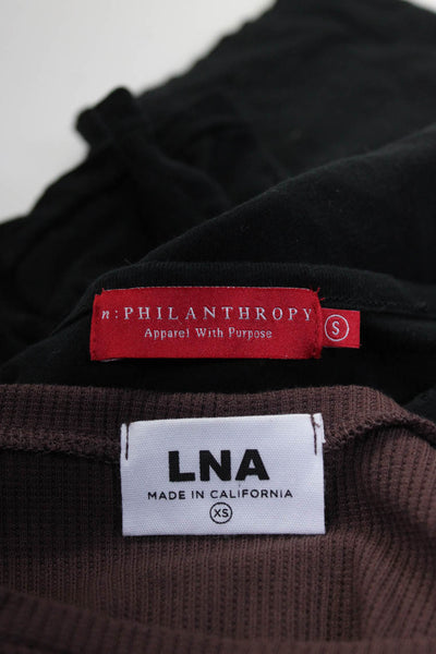 LNA Philanthropy Womens Long Sleeve Shirts Black Brown Size XS Small Lot 2