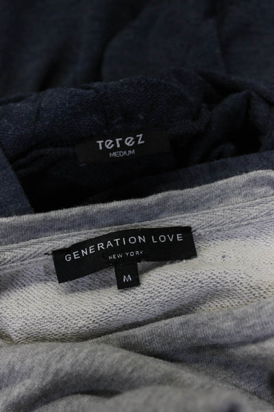 Generation Love Terez Womens Scoop Neck Hoodie Sweaters Gray Blue Medium Lot 2