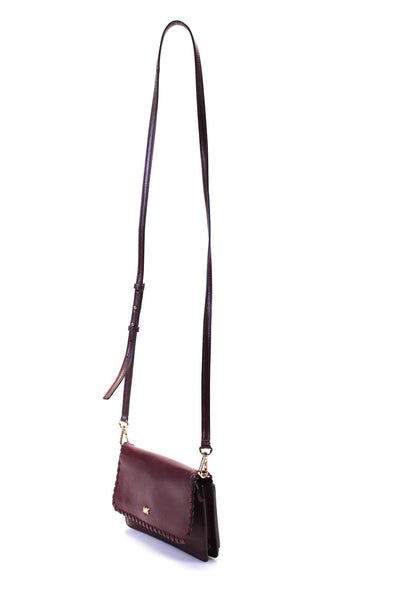 Michael Kors Womens Leather Whipstitch Crossbody Shoulder Handbag Purple