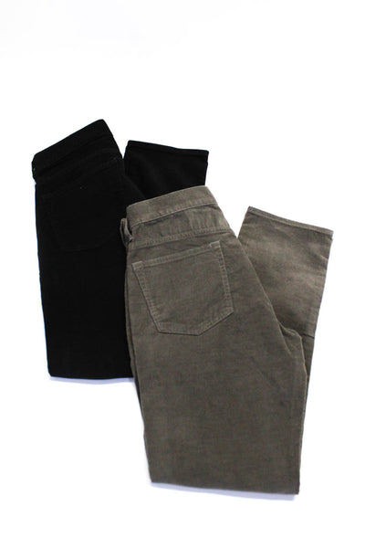 J Crew Womens Cotton Corduroy Zip Fly Mid-Rise Skinny Pants Black Size 30 Lot 2