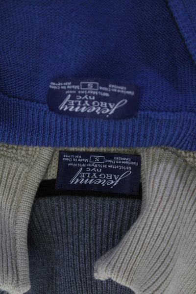 Jeremy Argyle Men's Cotton Blend High Neck Half Zip Sweater Beige Size S Lot 2