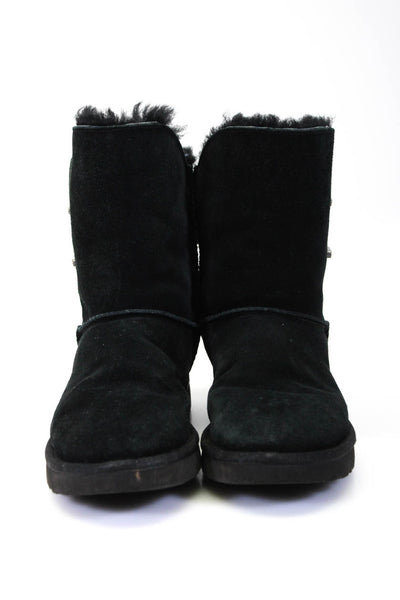 Ugg Womens Sheepskin Round Toe Twist Lock Closure Pull On Boots Black Size 7