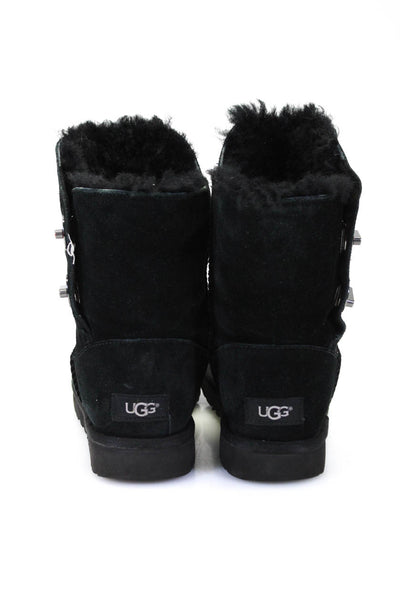 Ugg Womens Sheepskin Round Toe Twist Lock Closure Pull On Boots Black Size 7