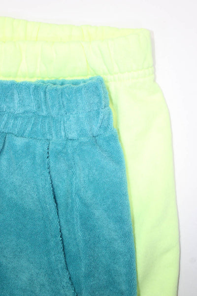 Monrow Sundry Womens Terry Mini Skirt Neon Shorts Blue Yellow Medium 3 Lot 2