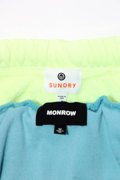 Monrow Sundry Womens Terry Mini Skirt Neon Shorts Blue Yellow Medium 3 Lot 2