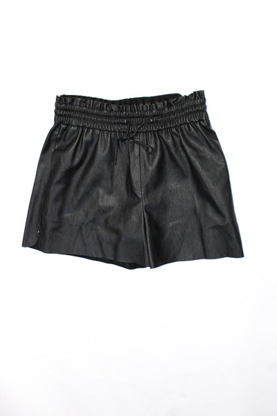 Zara Womens Faux Leather Knit Striped Shorts White Black Size Medium Large Lot 2